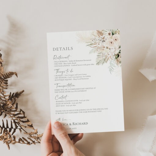 Boho Greenery Wedding Itinerary Template