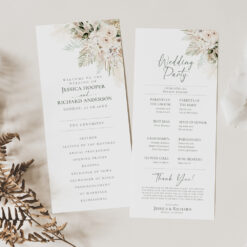 Boho Greenery Wedding Ceremony Program Template