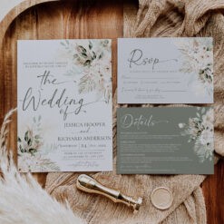 Boho Greenery Wedding Invitation Set Templates