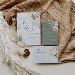 Boho Greenery Wedding Invitation Set Templates