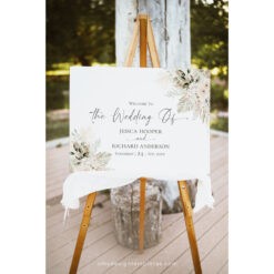 Boho Greenery Wedding Welcome Sign Template