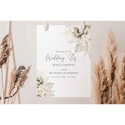 Boho Greenery Wedding Welcome Sign Template