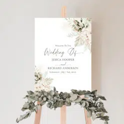 Boho Greenery Wedding Welcome Sign Template