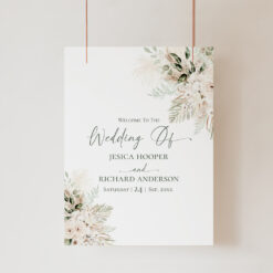 Boho Greenery Wedding Welcome Sign Template