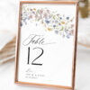 Wildflower Wedding Bundle Template | All-in-One Floral Wedding Templates Invitations & Signs Botanical Wedding Table Number Template | Elegant Script Table Number Card 5x7 and 4x6