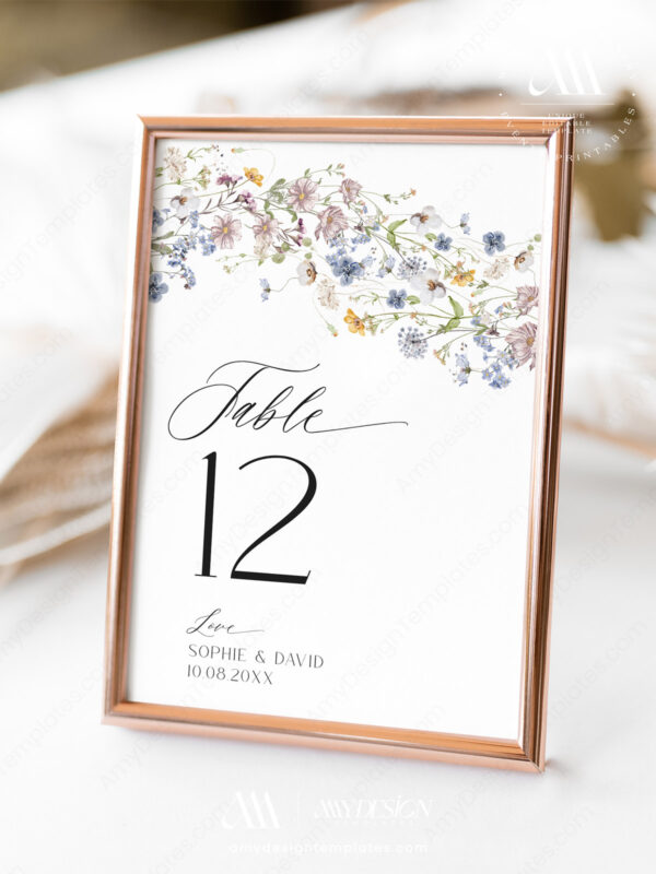 Wildflower Wedding Bundle Template | All-in-One Floral Wedding Templates Invitations & Signs Wildflower Wedding Bundle Template | Elegant Script Table Number Card 5x7 and 4x6