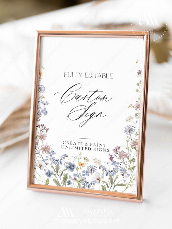 Elegant Floral Wedding Table Signs | Wildflower Wedding Table Signage