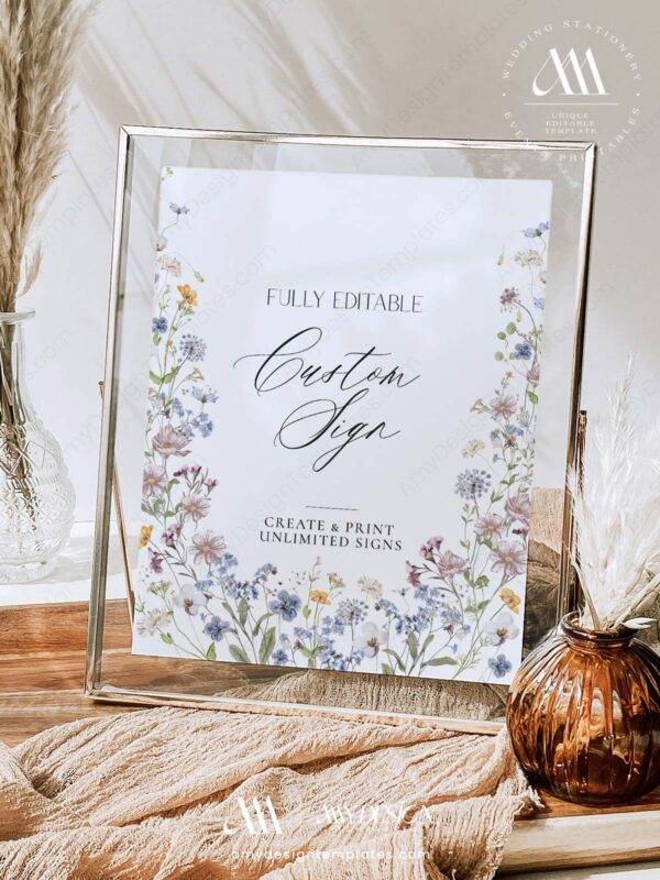Wildflower Wedding Reception Sign Bundle Templates | Signage Printable Editable Wildflower Wedding Reception Sign Bundle Templates - Custom Signs