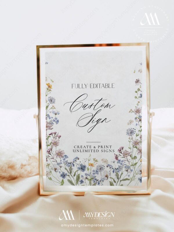 Elegant Floral Wedding Table Signs | Wildflower Wedding Table Signage