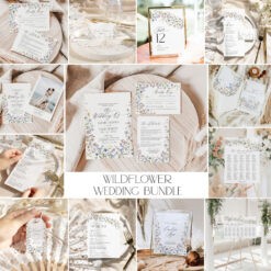 Wildflower Wedding Bundle Template, Meadow Wedding Bundle Template, Wedding Invitation Bundles, Floral Wedding Bundles Template D026