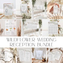 Wildflower Wedding Signage Reception Bundle Template, Wildflower Wedding Receptions Bundle Template, Wedding Bundles, Wedding Reception D026 Amy Design Templates