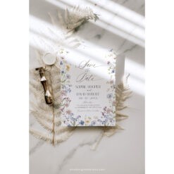 Wildflower Save The Date Card Template, Botanical Save The Date Evite, Floral Save The Date Cards Wedding Printables D026 Amy Design Templates