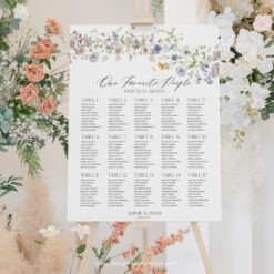 Wedding Seating Chart Sign Template, Table Seating Chart Sign, Botanical Wedding Seating Chart, Wildflower Seating Chart Sign D026 Amy Design Templates