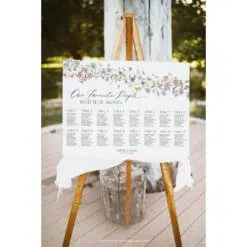 Wedding Seating Chart Sign Template, Table Seating Chart Sign, Botanical Wedding Seating Chart, Wildflower Seating Chart Sign D026 Amy Design Templates