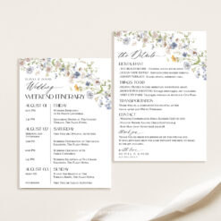 Wedding Itinerary Template, Weekend Itinerary Editable, Wedding Timeline Schedule Minimalist Template, Weekend Events Wildflower Wedding D026 Amy Design Templates