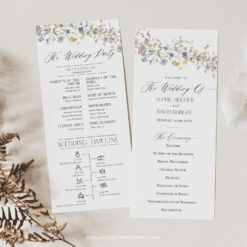 Catholic Wedding Program Template, Wildflower Wedding Ceremony Program Folded, Botanical Wedding Catholic Program, Order of Service D026