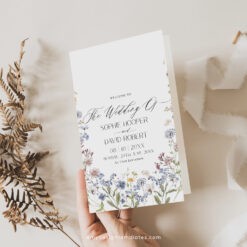 Catholic Wedding Program Template, Wildflower Wedding Ceremony Program Folded, Botanical Wedding Catholic Program, Order of Service D026