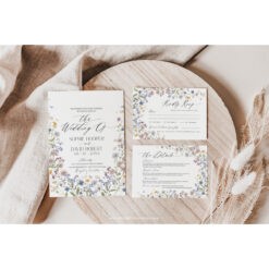 Wildflower Wedding Invitation Suite Template, Meadow Wild Flower Wedding Invitation Template, DIY Wedding Envelope Liner Template D026 Amy Design Templates