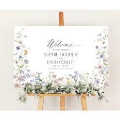 Wildflower Wedding Welcome Sign, Whimsical Garden Welcome Sign, Editable floral garden wedding signage, Horizontal & Vertical Welcome Sign D026 Amy Design Templates