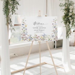 Wildflower Wedding Welcome Sign, Whimsical Garden Welcome Sign, Editable floral garden wedding signage, Horizontal & Vertical Welcome Sign D026 Amy Design Templates