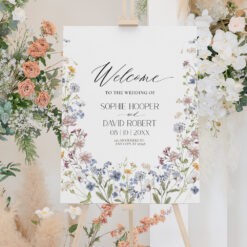 Wildflower Wedding Welcome Sign, Whimsical Garden Welcome Sign, Editable floral garden wedding signage, Horizontal & Vertical Welcome Sign D026 Amy Design Templates