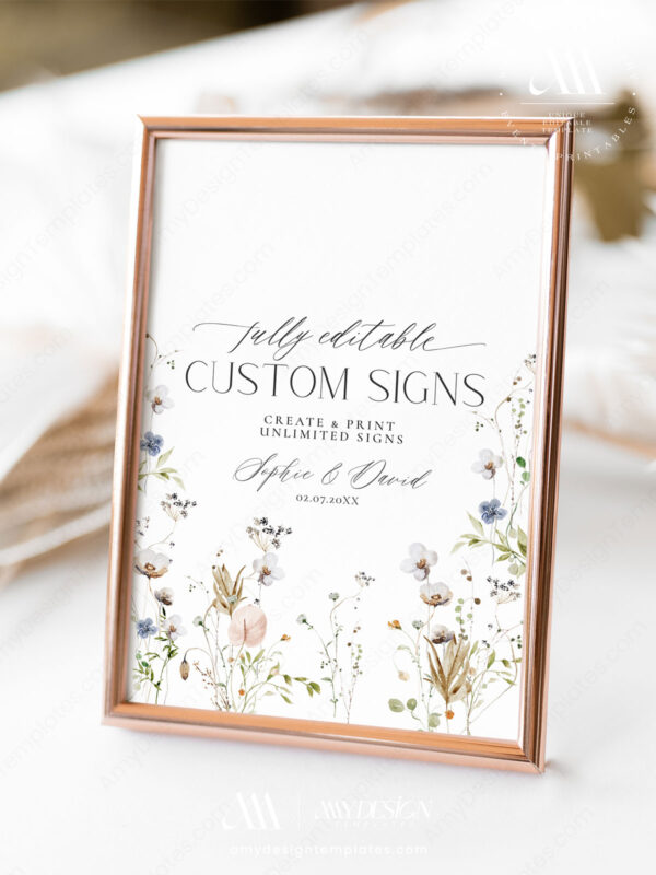 Minimalist Wedding Signs Printable | Botanical Custom Sign Template