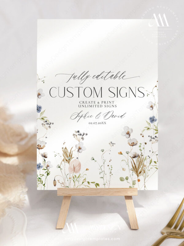 Minimalist Wedding Signs Printable | Botanical Custom Sign Template