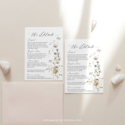 Wildflower Enclosure Card Template, Elegant Wedding Enclosure Card Printable Amy Design Templates