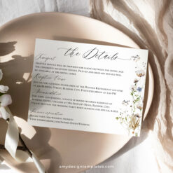 Wildflower Enclosure Card Template, Elegant Wedding Enclosure Card Printable Amy Design Templates