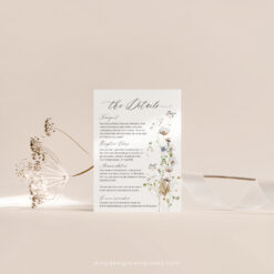 Wildflower Enclosure Card Template, Elegant Wedding Enclosure Card Printable Amy Design Templates