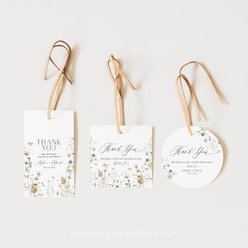 Wildflower Favor Tag Templates, Wildflower Thank You Gift tag printables, Wildflower Wedding Tag Template, Shower Tag Thank You D028