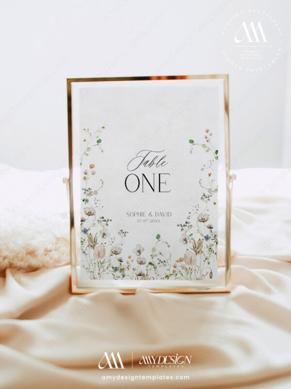 Wildflower Signage Wedding Templates Bundle | Reception Sign Printable Download Wildflower Signage Wedding Templates Bundle - Table Numbers