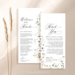 Minimalist Wedding Table Thank You Template, Thank You Napkin Note, Desert Wedding, Place Setting Thank You Editable Wildflower Wedding D028