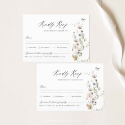 RSVP Card Template, Wildflower RSVP Wedding Card Template, Botanical Wedding Cards Amy Design Templates