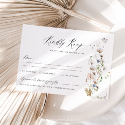 RSVP Card Template, Wildflower RSVP Wedding Card Template, Botanical Wedding Cards Amy Design Templates