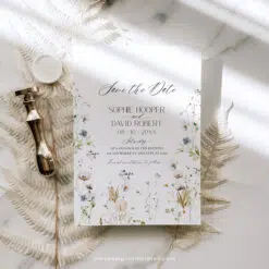 Wildflower Save The Date Card Template, Botanical Save The Date Evite, Floral Save The Date Cards Printable Digital Download D028