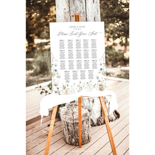 Meadow Wedding Seating Chart Sign Template, Table Seating Chart Sign, Botanical Wedding Seating Chart, Wildflower Seating Chart Sign D028