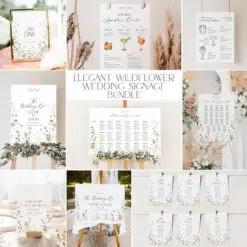 Elegant Wedding Signage Template, Botanical Wedding Bundles, Wildflower Wedding Signs, Floral Wedding Reception Bundles Printable D028