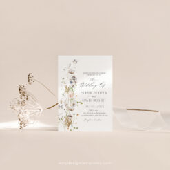 Wildflower Wedding Invitation Template, Elegant Botanical Wedding Invitations Card Amy Design Templates