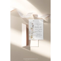 Wildflower Wedding Invitation Template, Elegant Botanical Wedding Invitations Card Amy Design Templates