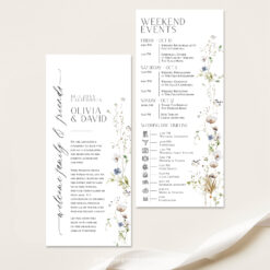 Minimalist Wedding Itinerary Template, Weekend Itinerary Editable, Wildflower Wedding Timeline Schedule Template Printable Template D028