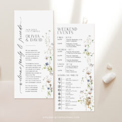 Minimalist Wedding Itinerary Template, Weekend Itinerary Editable, Wildflower Wedding Timeline Schedule Template Printable Template D028