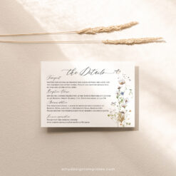 Wildflower Wedding Invitation Suite Template, Botanical Wildflower Wedding Invitation Card, Elegant Wedding Invite Template Editable D028