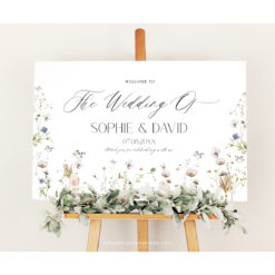 Wildflower Wedding Welcome Sign Template Printable Botanical Welcome Sign, Editable Wedding Signage Template Editable Large Sign D028