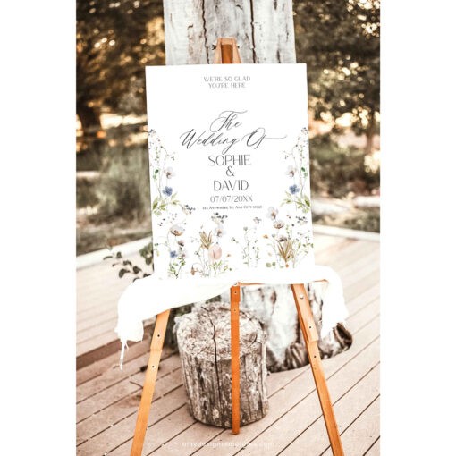 Wildflower Wedding Welcome Sign Template Printable Botanical Welcome Sign, Editable Wedding Signage Template Editable Large Sign D028