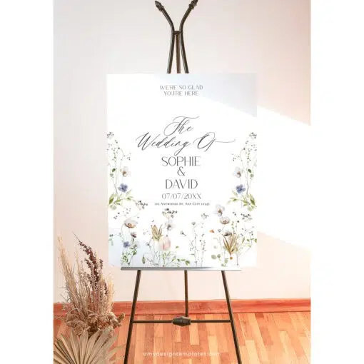 Wildflower Wedding Welcome Sign Template Printable Botanical Welcome Sign, Editable Wedding Signage Template Editable Large Sign D028