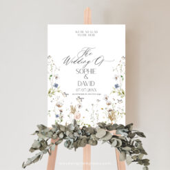 Wildflower Wedding Welcome Sign Template Printable Botanical Welcome Sign, Editable Wedding Signage Template Editable Large Sign D028