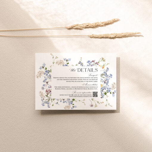 Wildflower Wedding Enclosure Card Template Editable