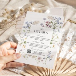 Wildflower Wedding Enclosure Card Template Editable