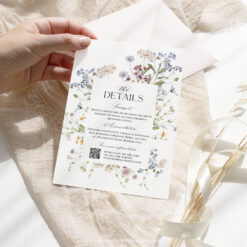 Wildflower Wedding Enclosure Card Template Editable